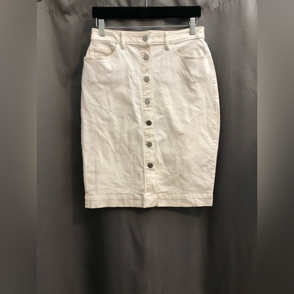 Banana republic white button midi skirt size 2